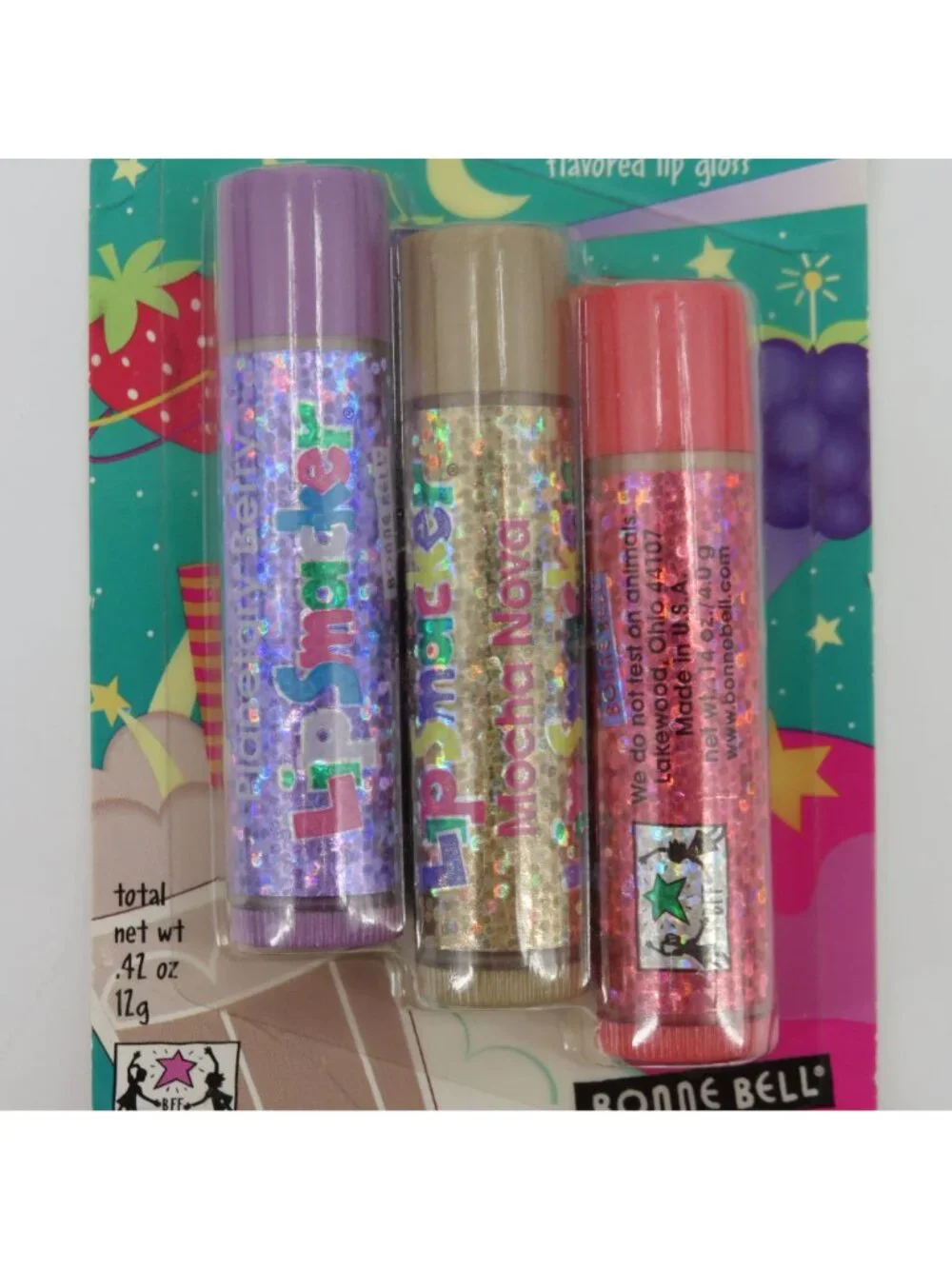 Bonne Bell Cosmic Lips Lip Smacker Mocha Nova Stellar Strawberry Planetary Berry